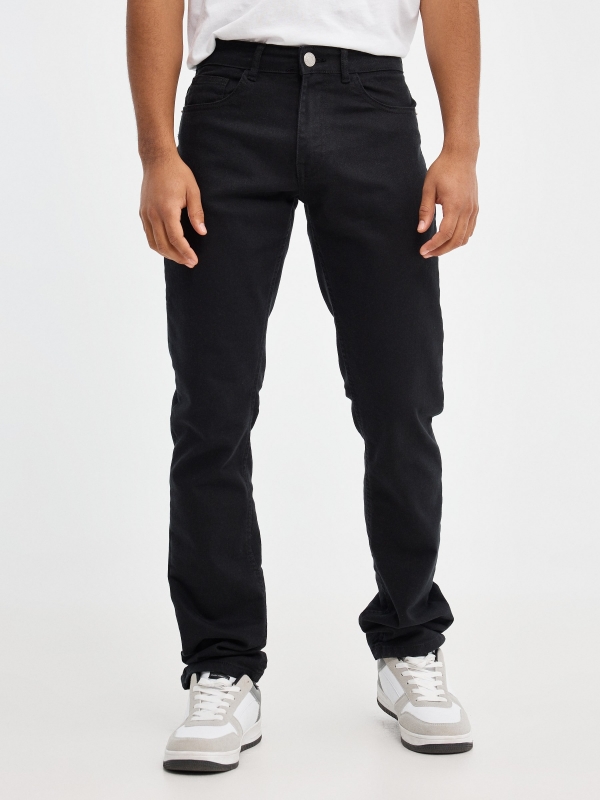 Basic colored jeans black middle front view