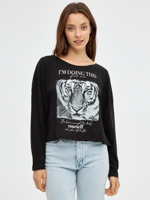 Tiger crop print t-shirt