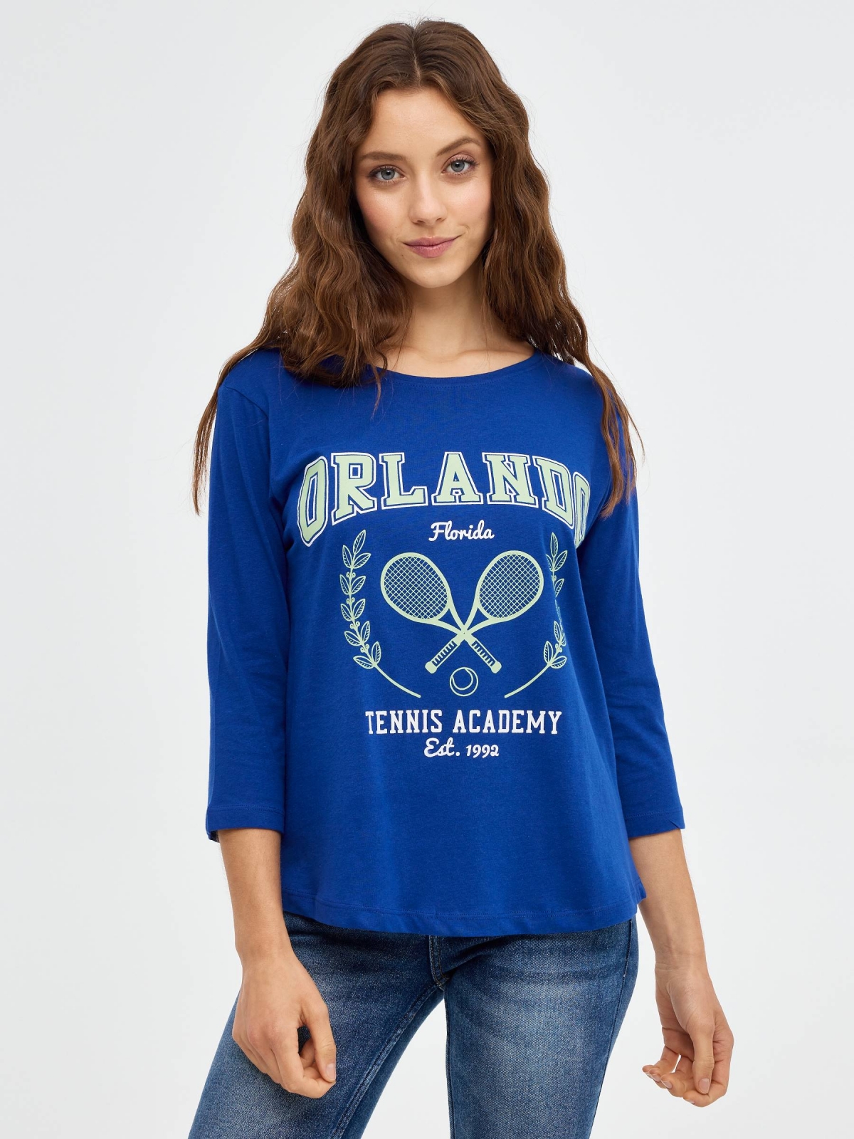 T-Shirt Tennis Academy azul escuro vista meia frontal
