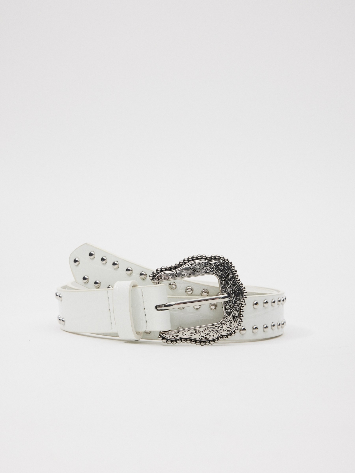 White belt with buckle and studs white