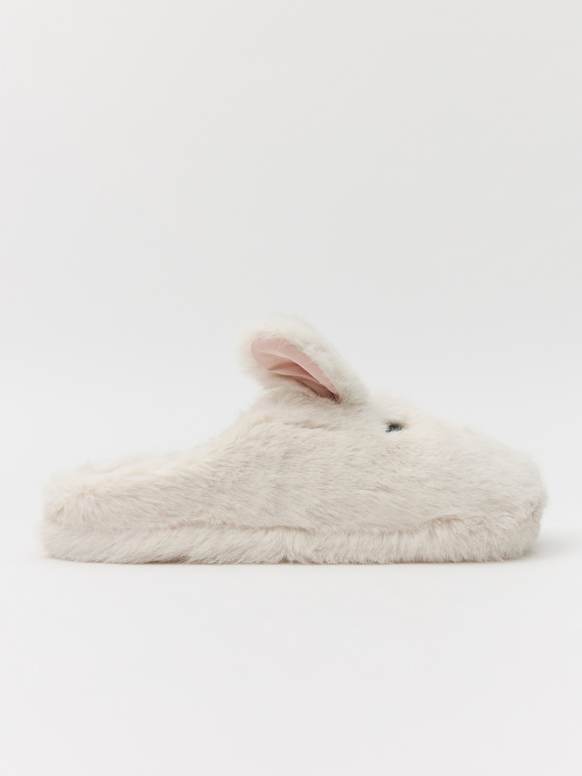 House slippers rabbit ears off white front view