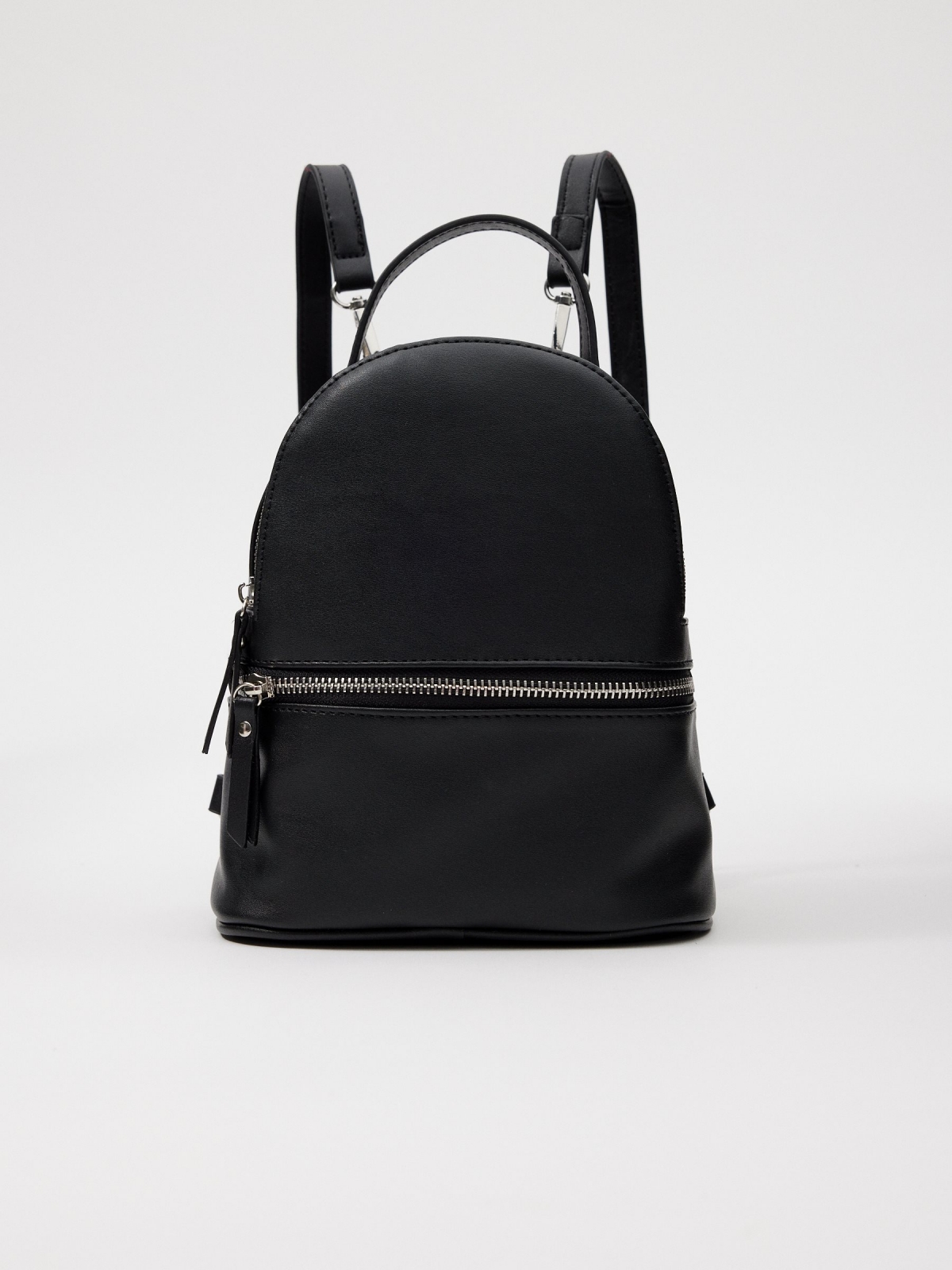 Black leatherette casual backpack