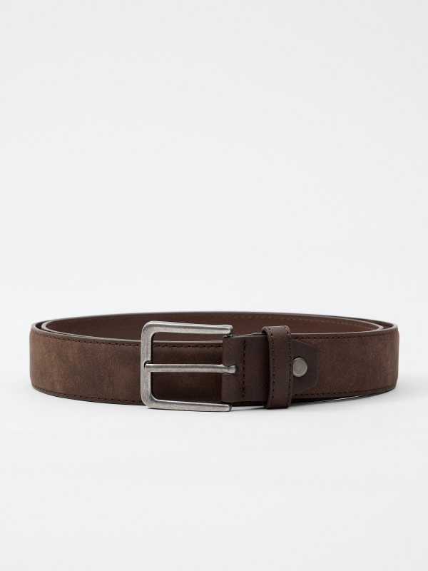 Thin brown leatherette belt brown