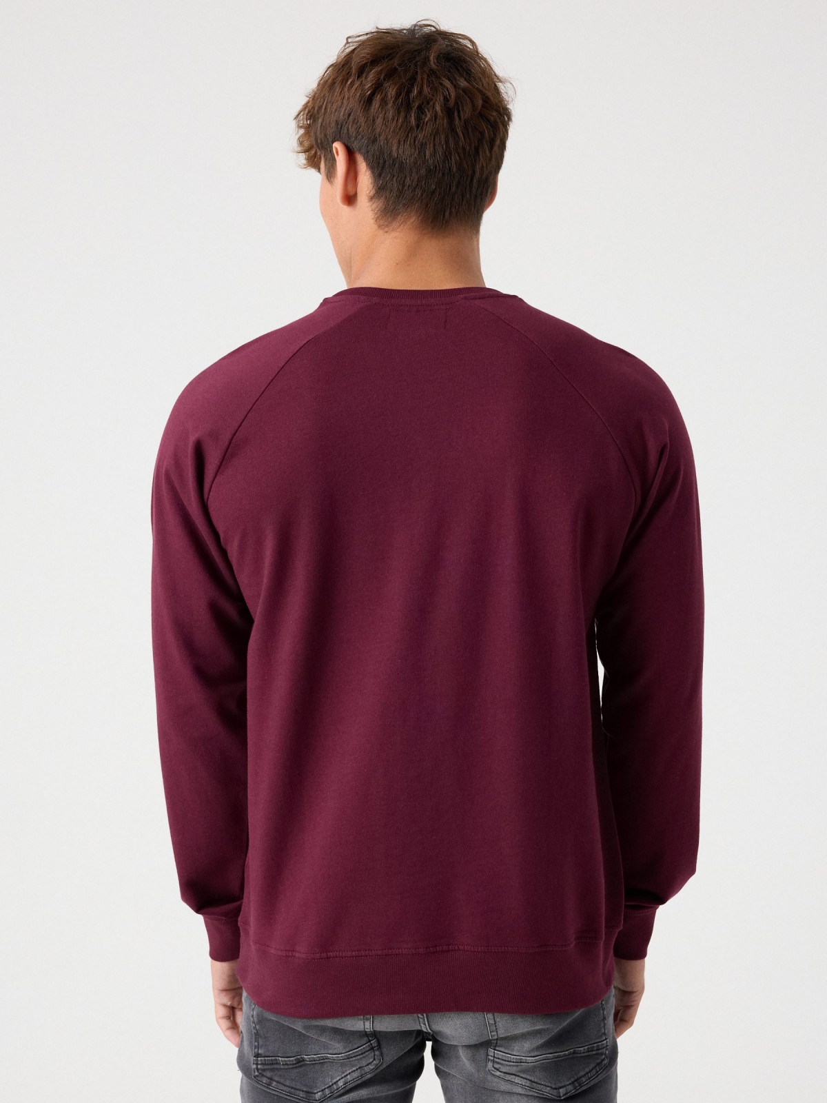 Basic sweatshirt with text garnet middle back view