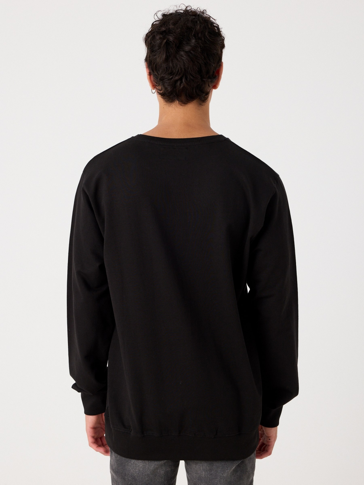 Hoodless sweatshirt with logo black middle back view