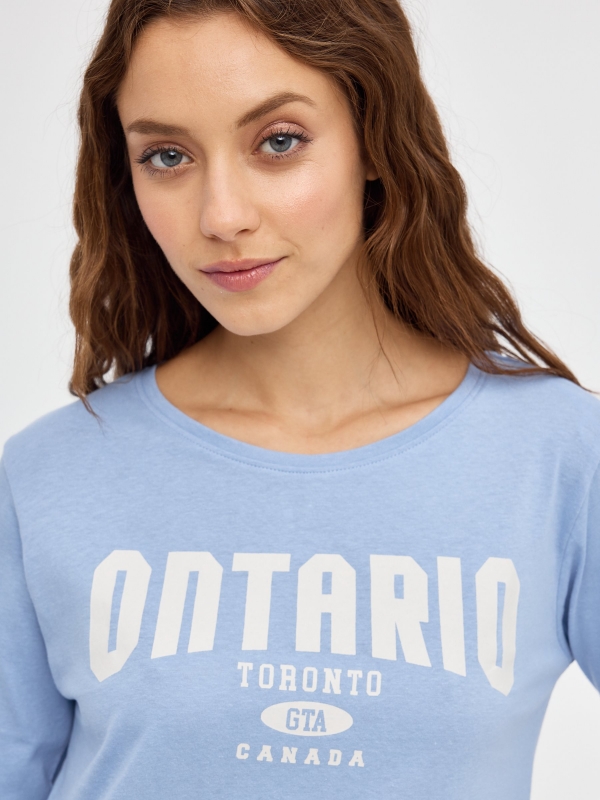 T-shirt 3/4 Ontario azul vista detalhe