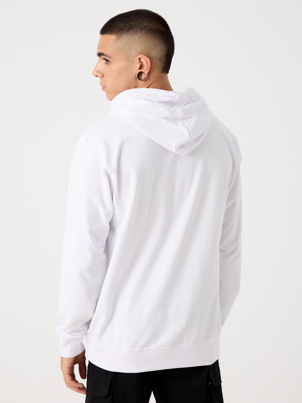 Kangaroo sweatshirt with logo white middle back view