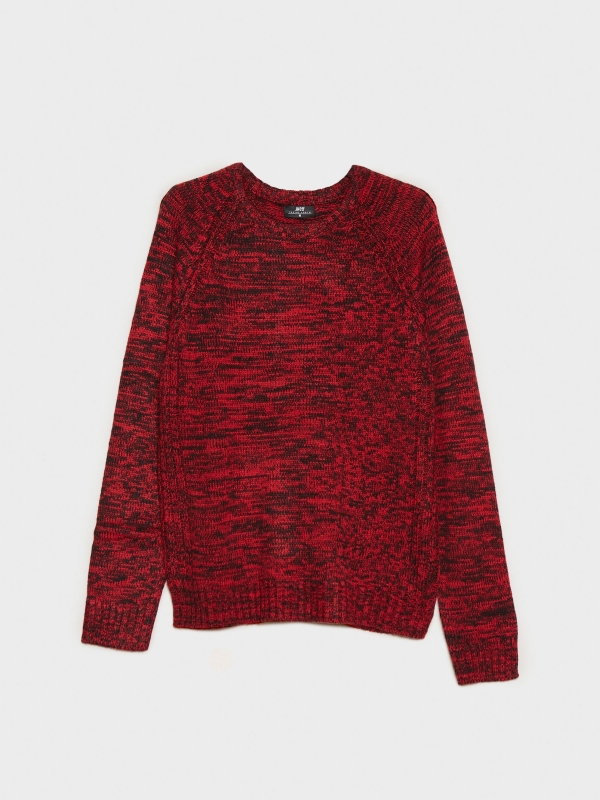 Camisola de malha marmoreada vermelho