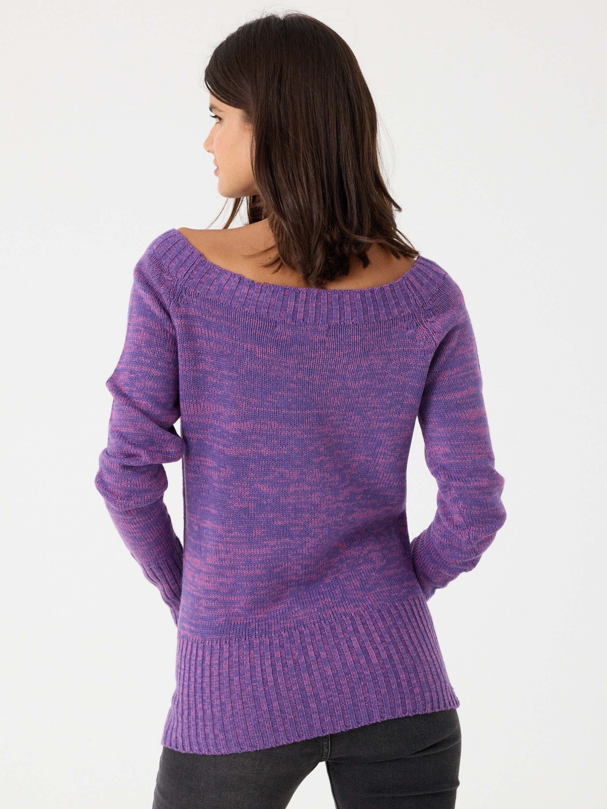 Marbled boat sweater lilac middle back view
