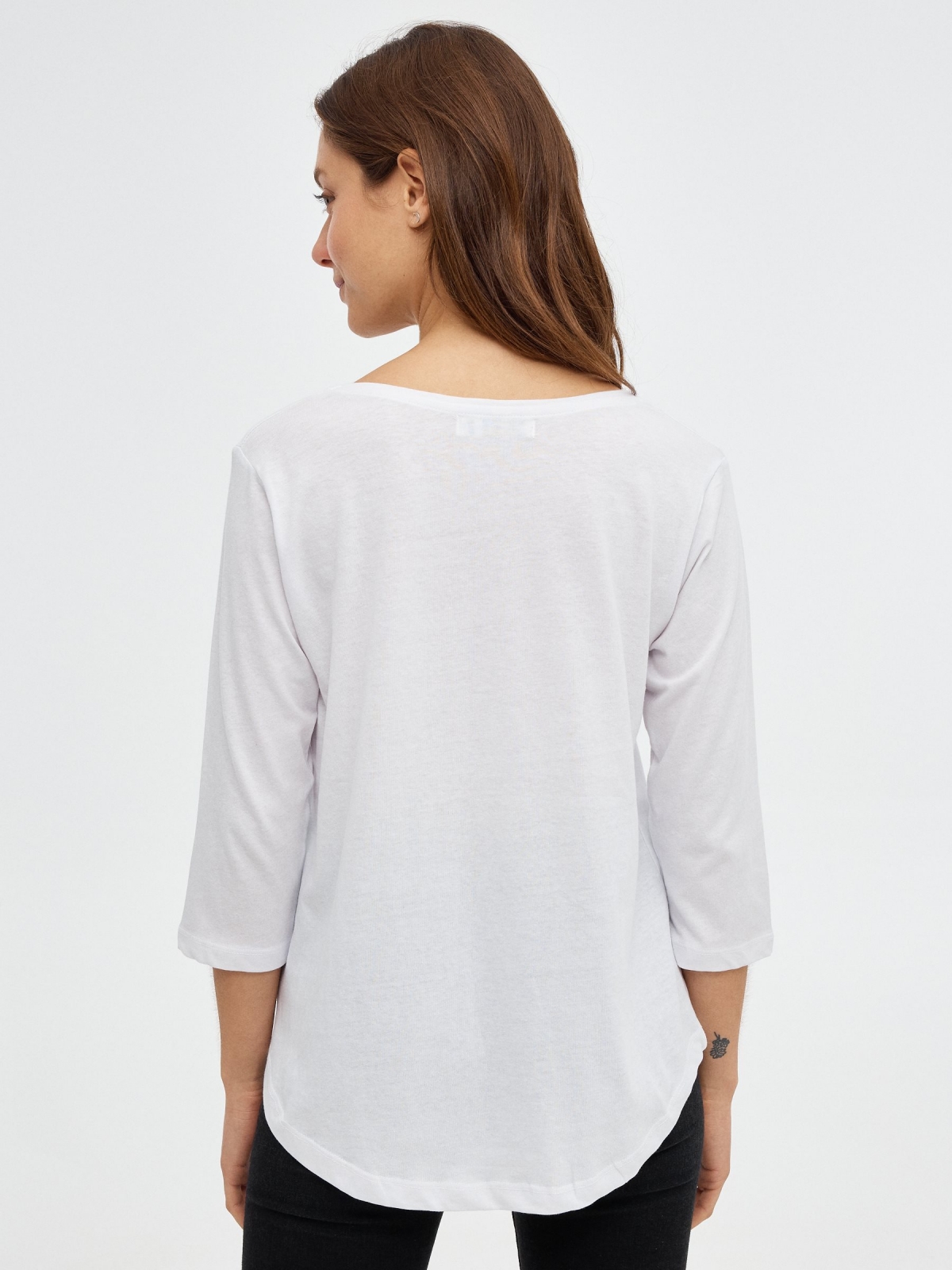 T-shirt Wish List branco vista meia traseira