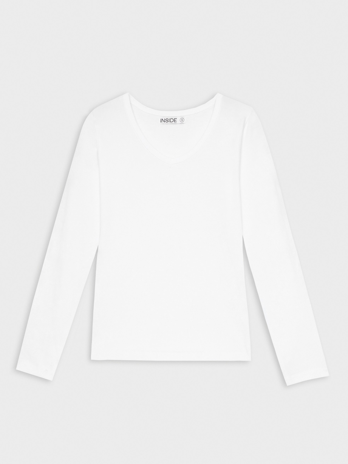  T-shirt básica com decote em V branco