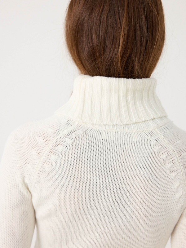 knit turtleneck sweater off white detail view