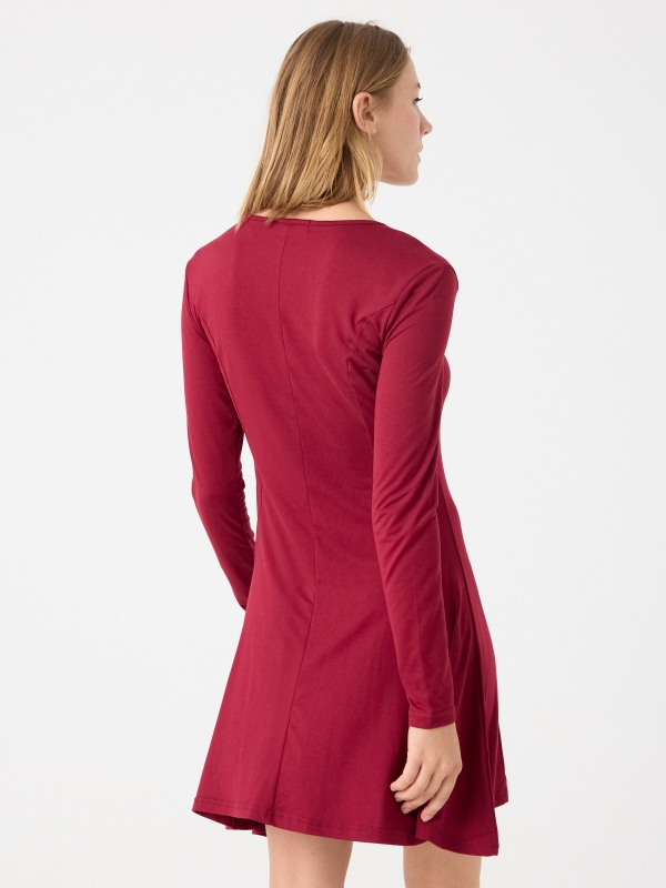 Mini dress with zipper neckline garnet middle back view