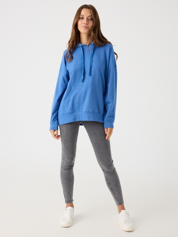 Basic hoodie blue front view