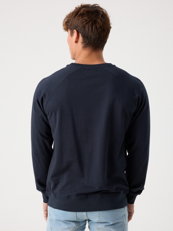 Basic sweatshirt with text blue middle back view