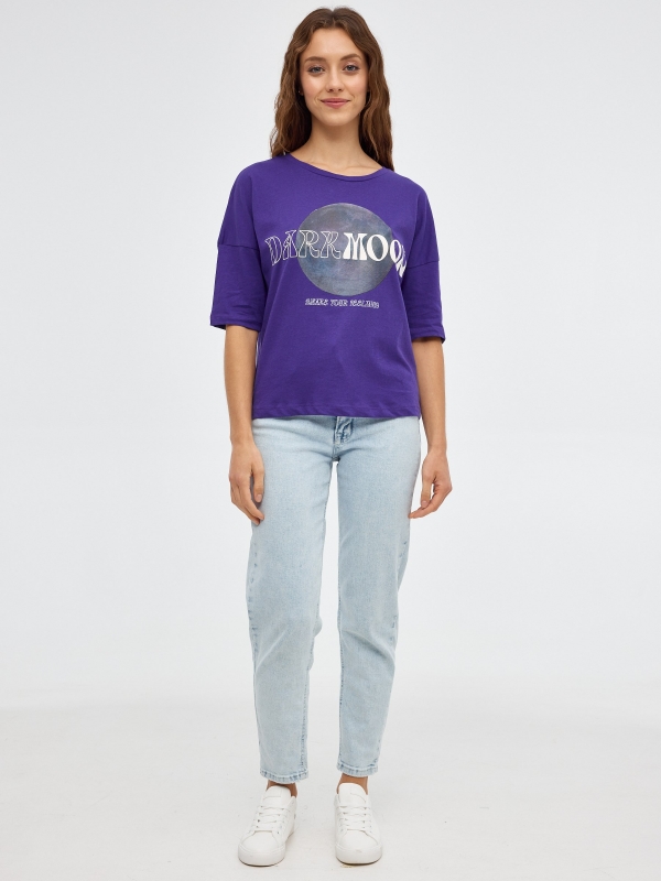 T-shirt com estampado Darkmoon violeta vista geral frontal
