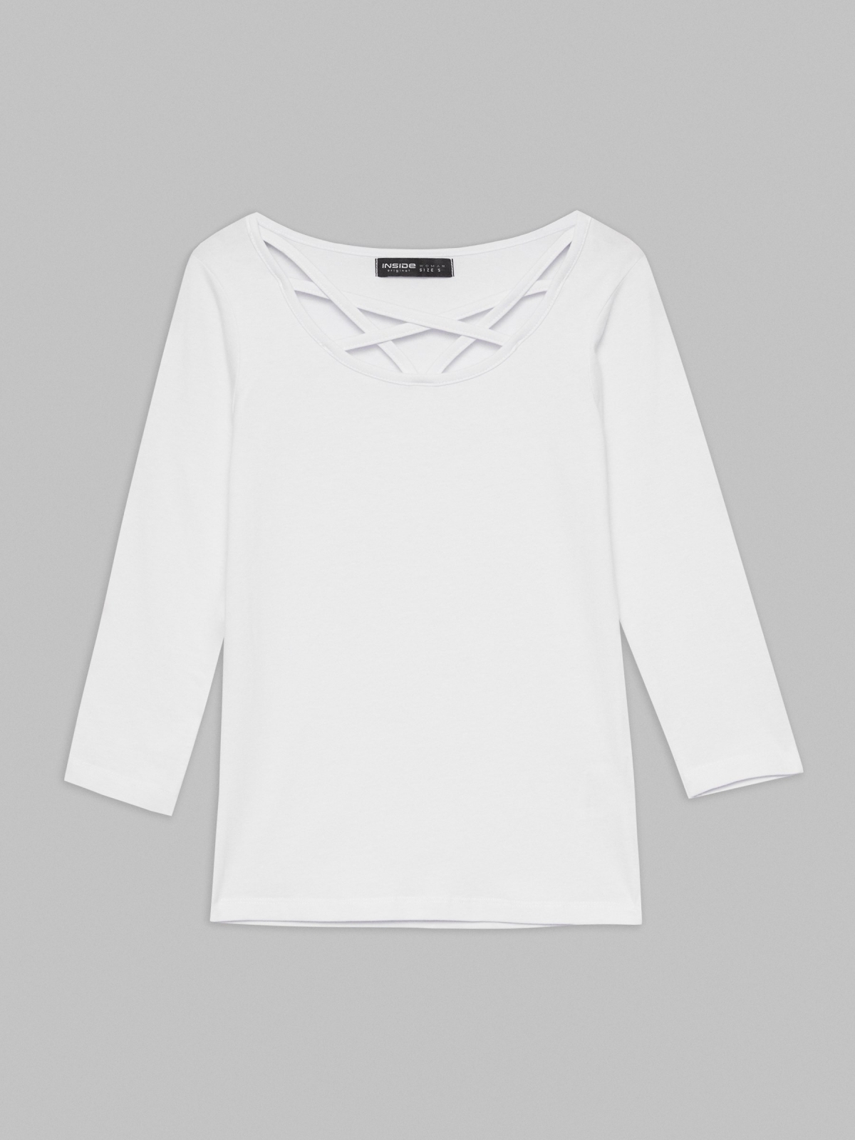  Camiseta slim escote con tiras blanco