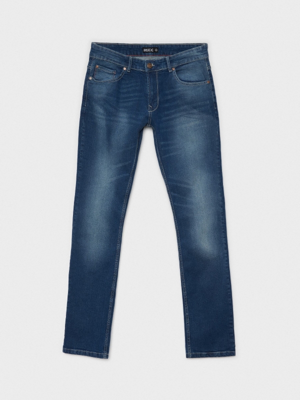 Jeans slim básicos desgastados azul
