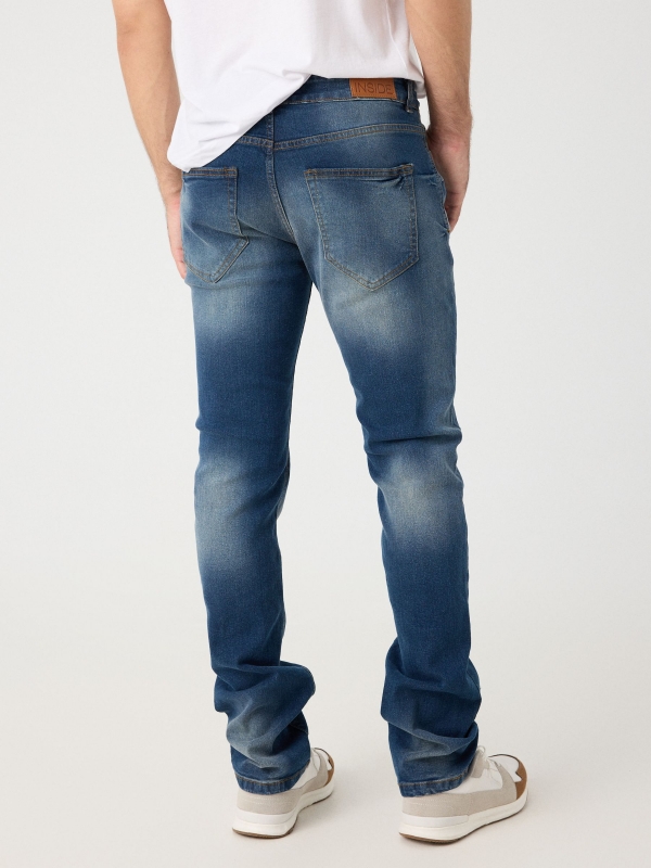 Basic regular jeans dark blue middle back view