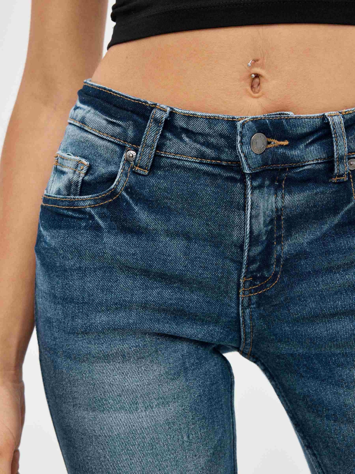 Blue denim skinny jeans blue detail view