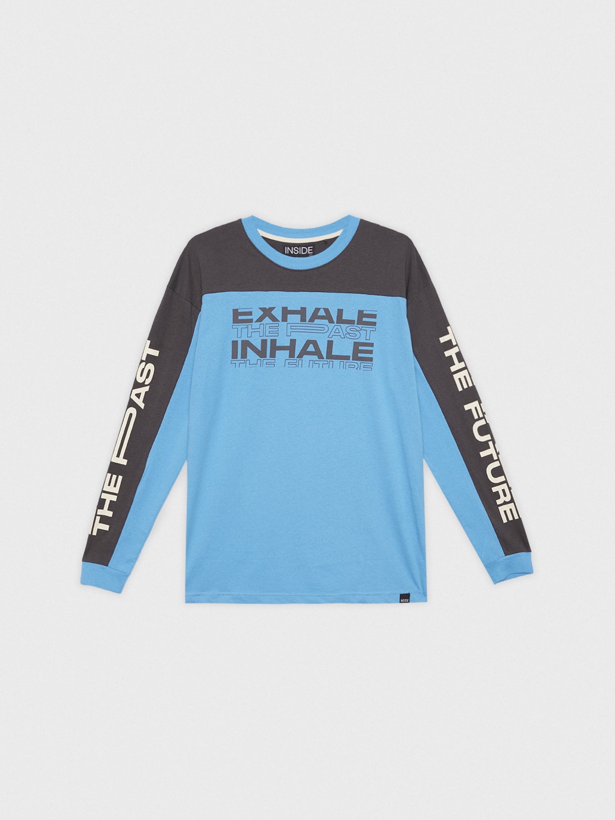  Camiseta color block Exhale azul
