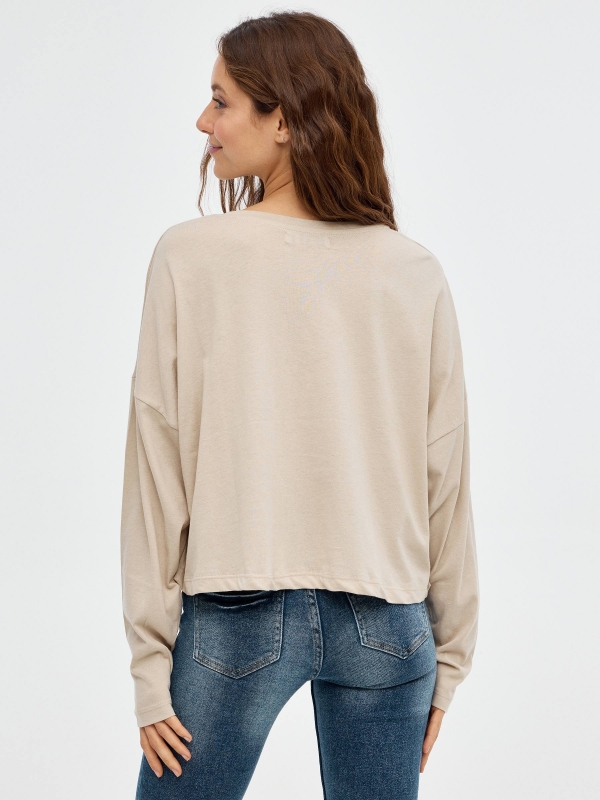 Snowboard crop top taupe middle back view