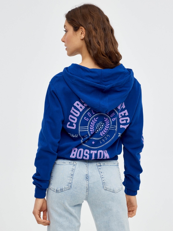 Boston zippered sweatshirt dark blue middle back view