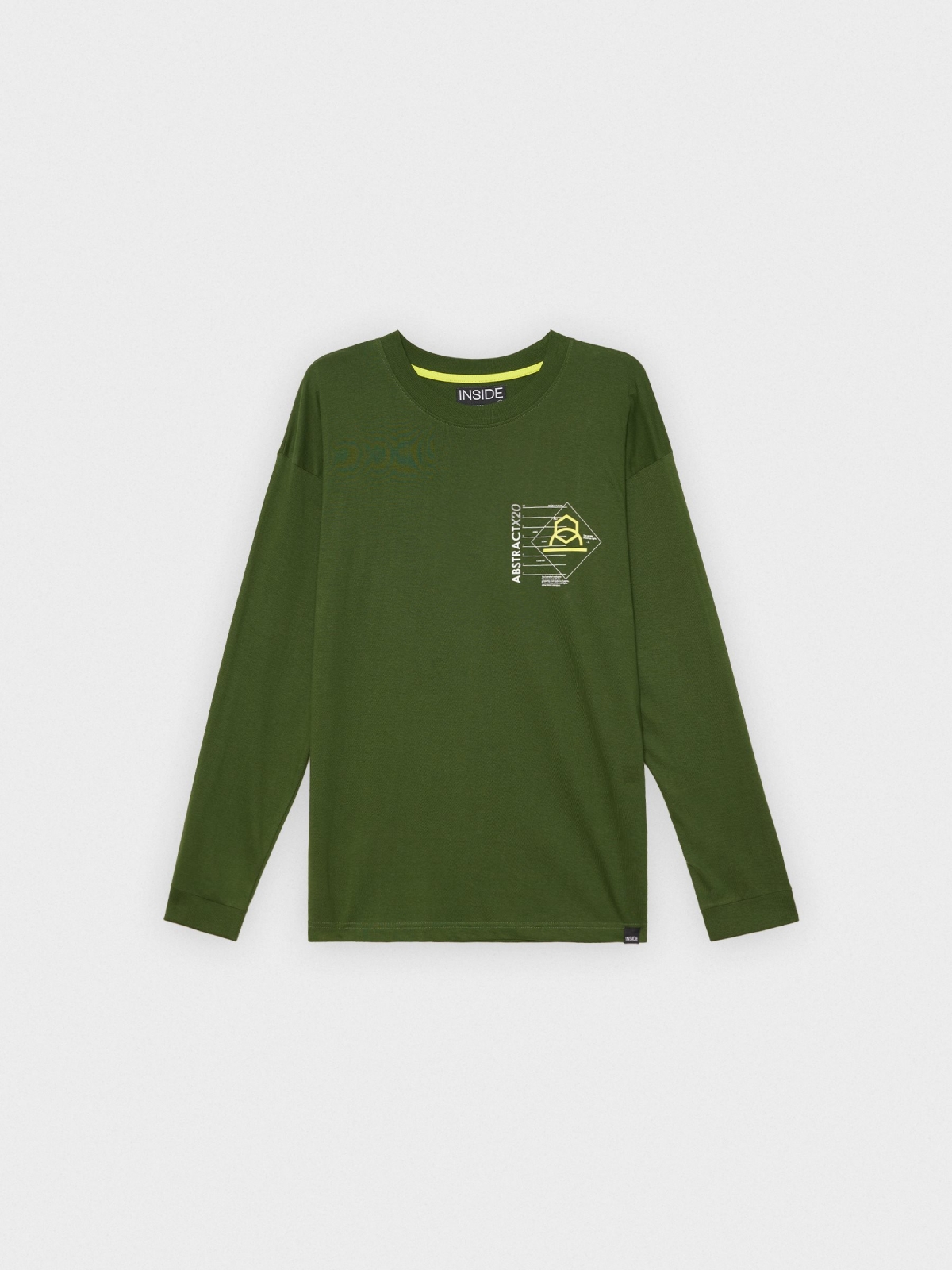  ABSTRACT print T-shirt dark green