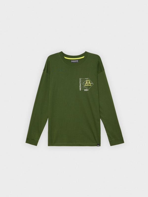  T-shirt com estampado ABSTRACT verde escuro