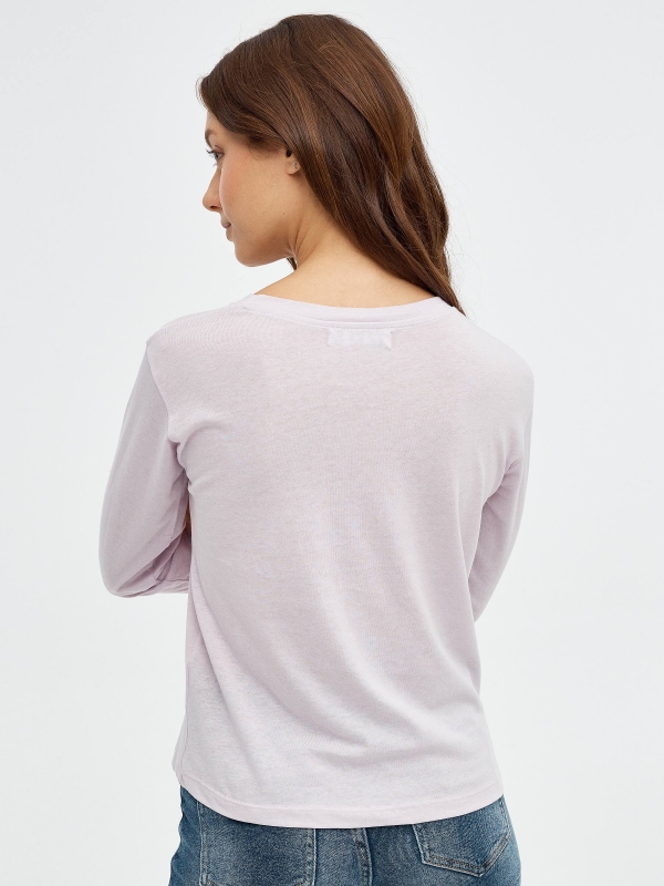 Women's slim graphic t-shirt mauve middle back view