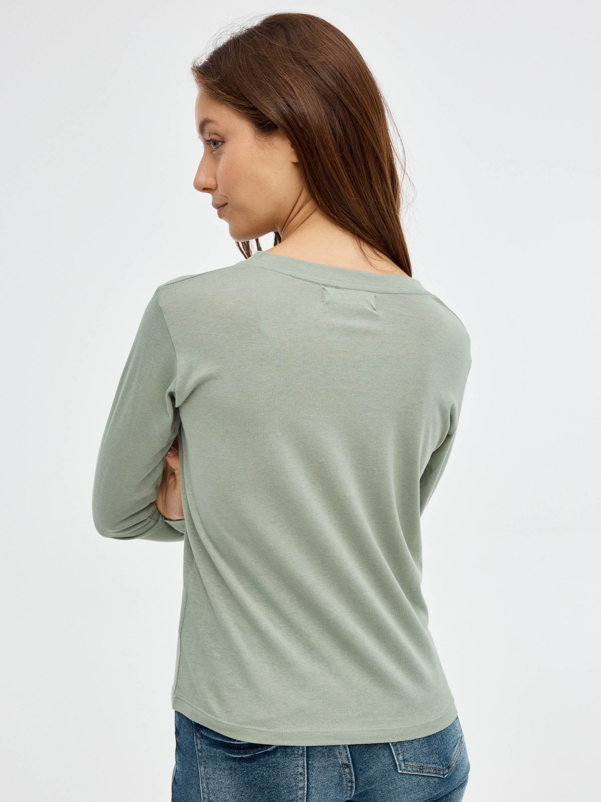 T-shirt Mental Note verde vista meia traseira