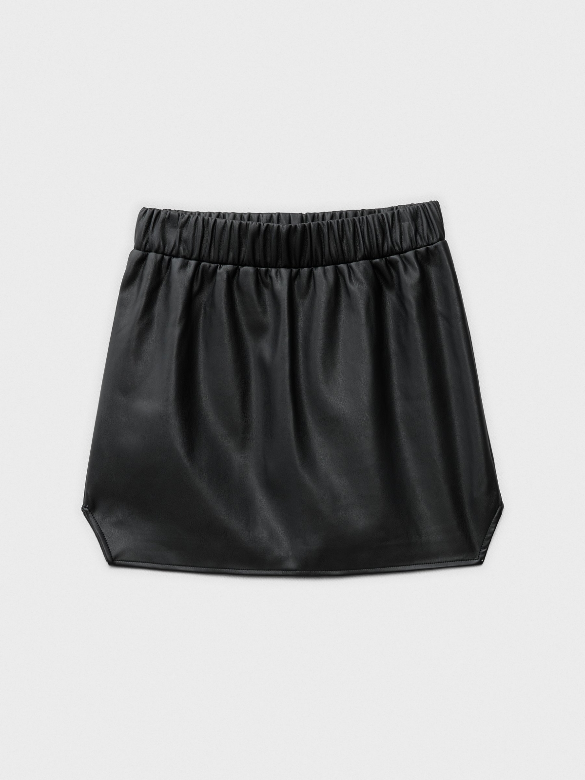  Faux leather skirt with elastic waist black