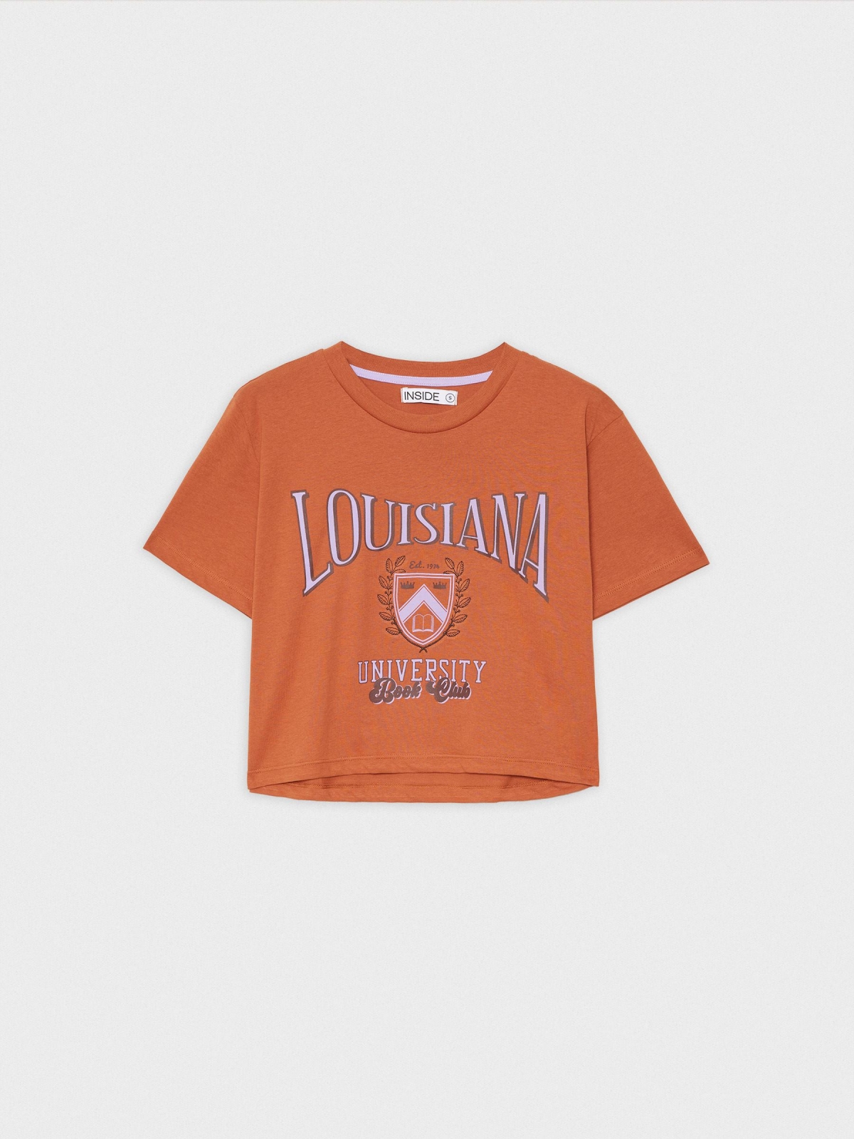  T-shirt crop Lousiana marrom