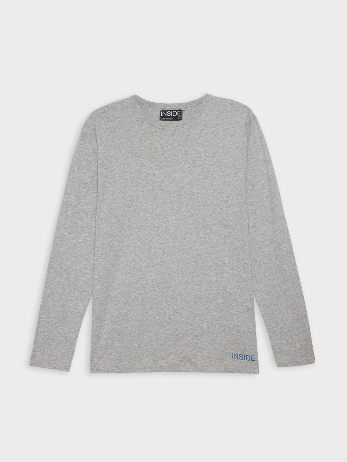  T-shirt básica de manga comprida cinza melange