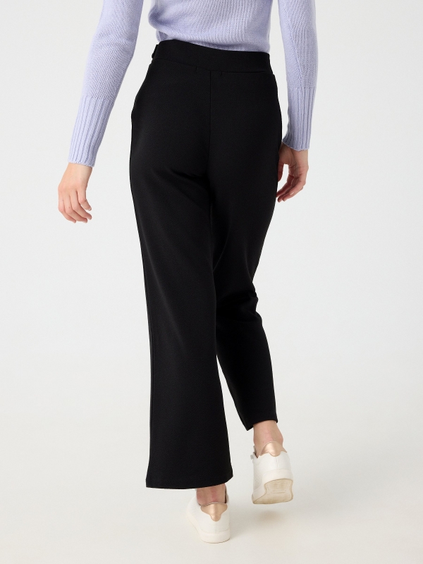 Palazzo pants with button black middle back view