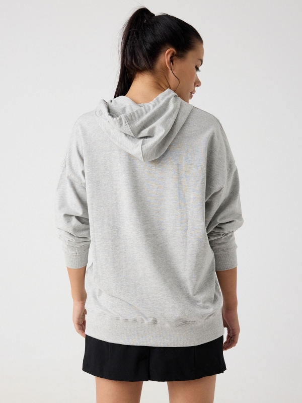 Basic hoodie grey middle back view