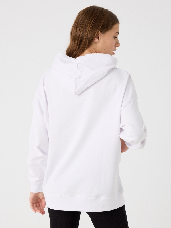 Basic hoodie white middle back view