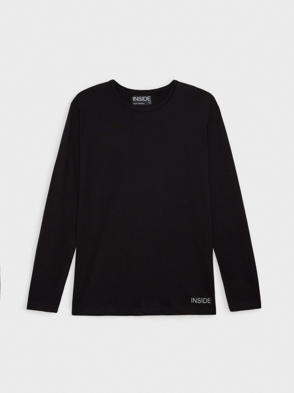  T-shirt básica de manga comprida preto