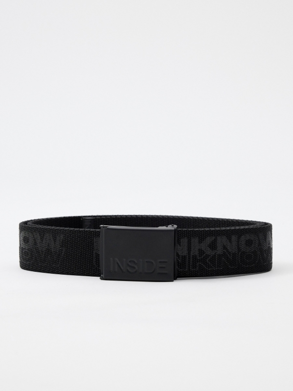 Black printed canvas belt black