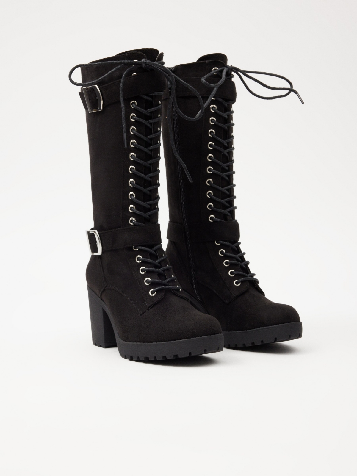 Boots with buckle black 45º front view