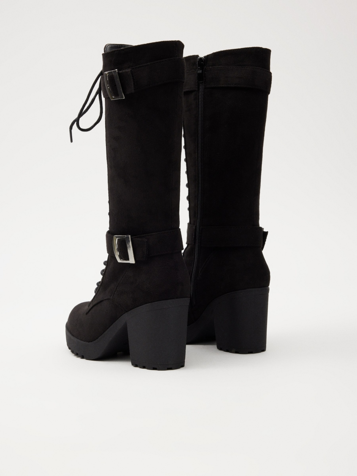 Boots with buckle black 45º back view
