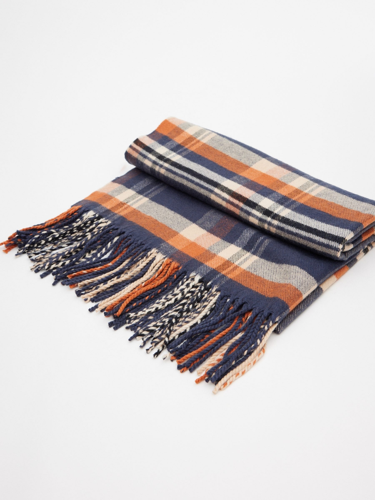 Men's plaid scarf multicolor rolled view