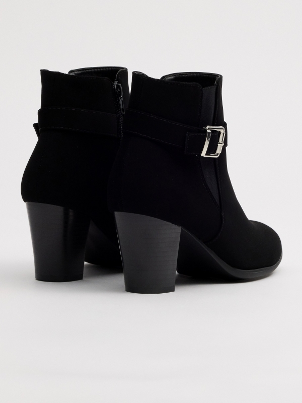 Black ankle boots with buckle heel black 45º back view