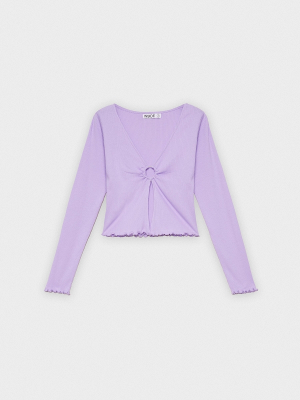  Crop T-shirt with buckle mauve