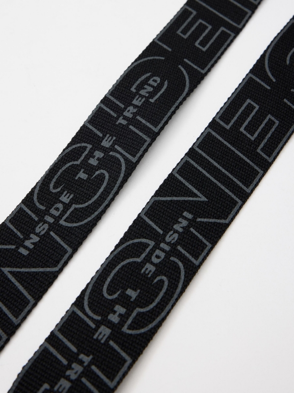 Printed canvas belt black detail view