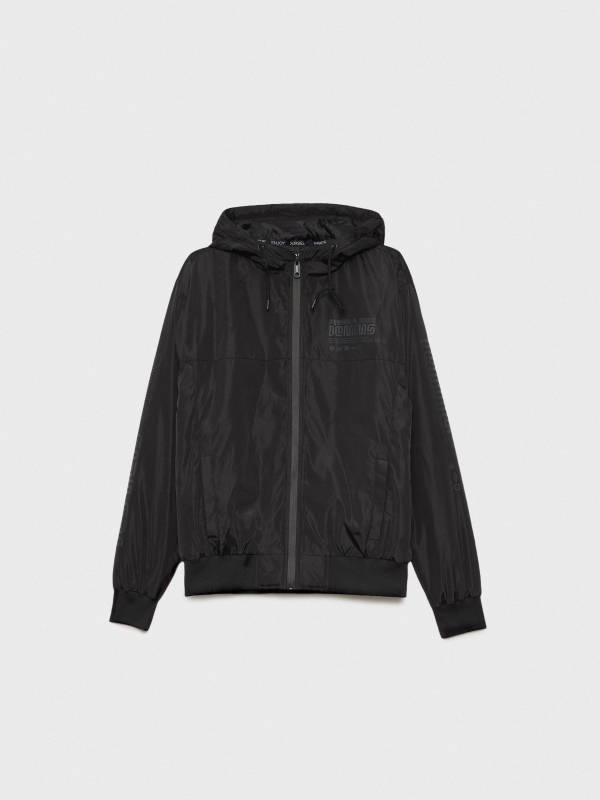 Nylon jacket with hood black