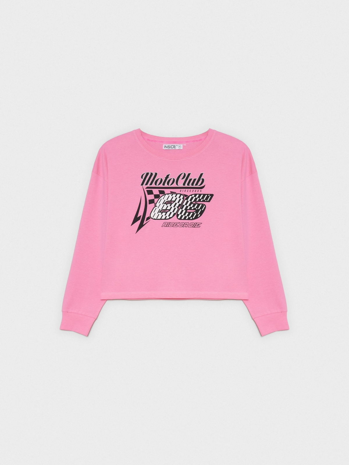  Camiseta crop Moto Club rosa
