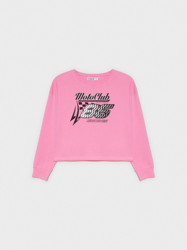  Camiseta crop Moto Club rosa