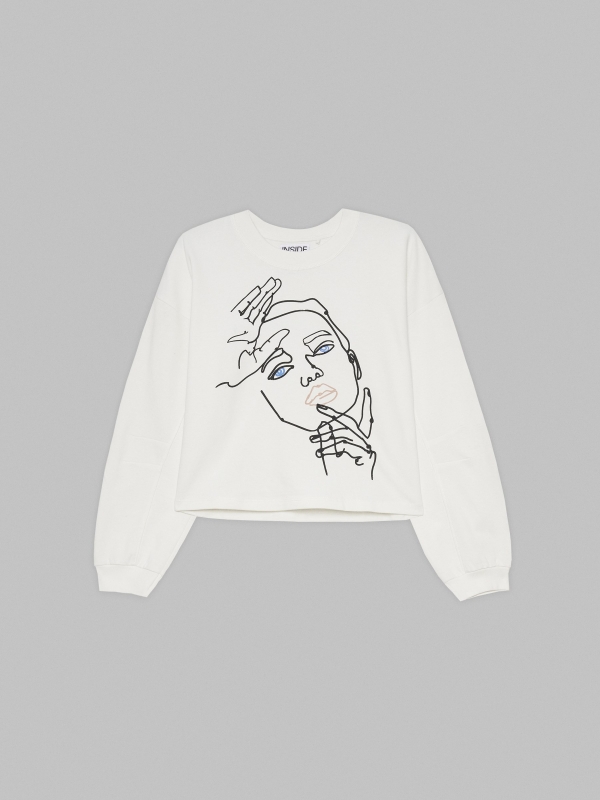  Crop sweatshirt with face off white