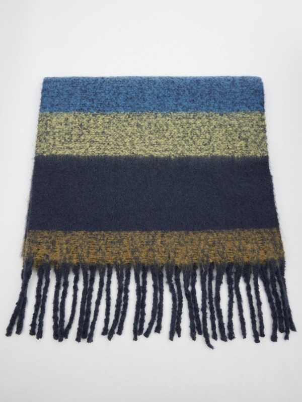 Navy blue scarf with bangs blue